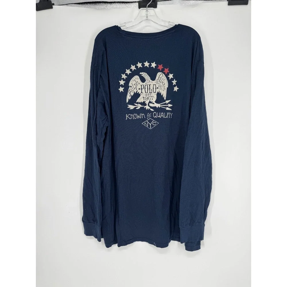 Polo Ralph Lauren T Shirt 3XL Tall 3XLT Navy Eagle Graphic Long Sleeve NYC Tee